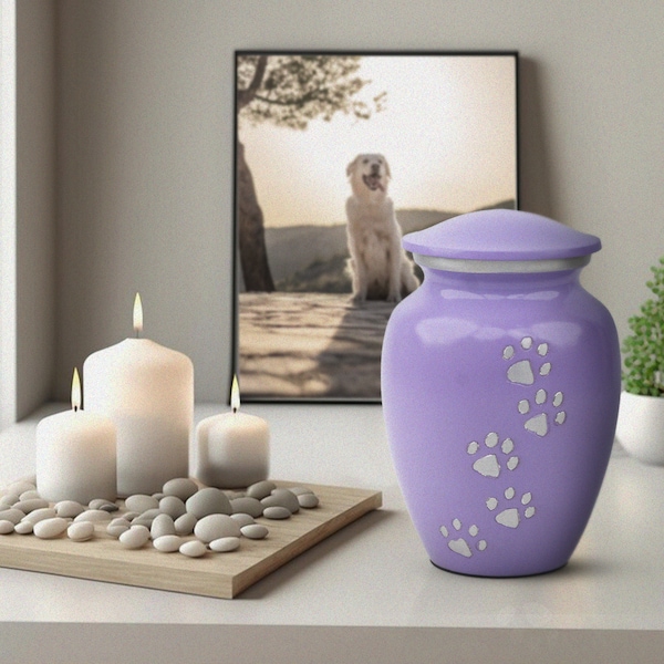 Urnes funéraires pour animaux de compagnie | Conteneur à cendres pour chiens et chats pour restes funéraires | Urne commémorative de crémation | Urne Décorative - Violet, 1pc