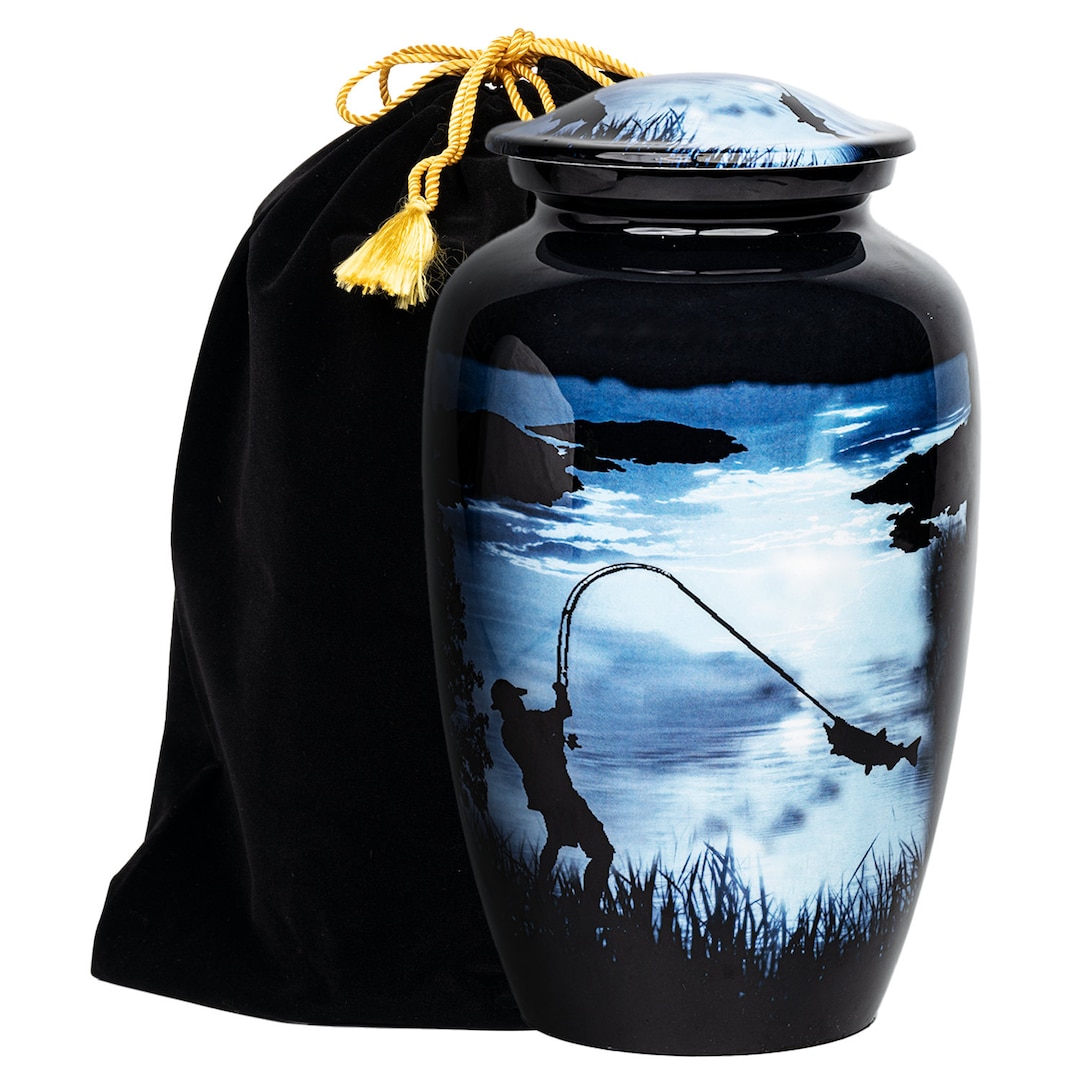 Urn for Human Ashes Adult Male, Female Gone Fishing Urn for Ashes Urn