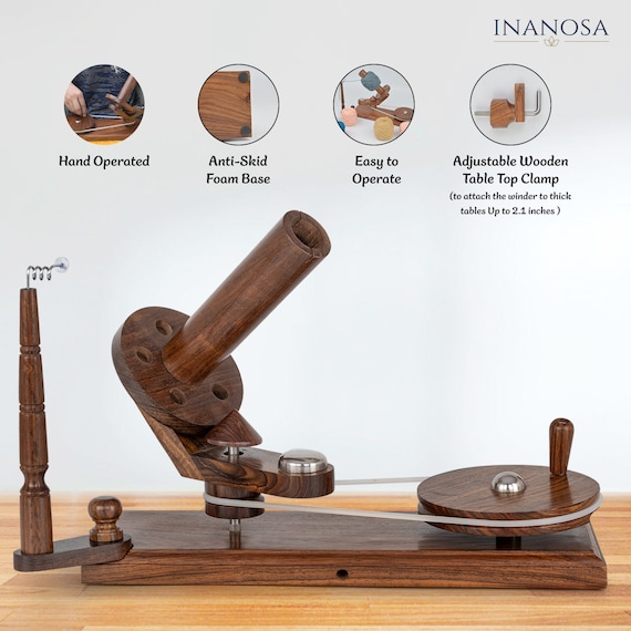  Inanosa Hand Operated Antique Wooden Yarn Ball Winder - Wooden  Crocheting and Knitting Craft Accessories