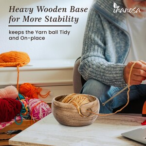 Bol de fil en bois pour tricoter et crocheter Bol de fil pour tricoter Bols au crochet Porte-fil Cadeau pour elle 6x3 pouces image 5