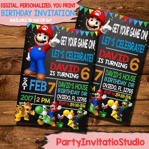 Super Mario Geburtstagseinladung, Super Mario Einladung, Digital-Print Yourself Super Mario einladen, Super Mario Geburtstagsparty einladen