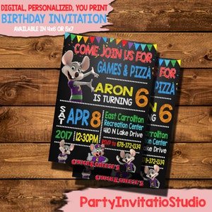Chuck E. Cheese Geburtstagseinladung, Chuck E. Cheese Einladung, Digital-Druck Yourself Invite, Chuck E. Cheese Birthday Party Invite