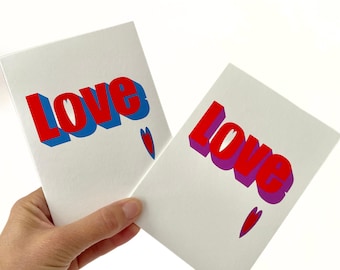 Letterpress Style Love Card:  Anniversary or Valentine's Day