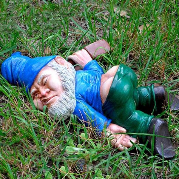 Drunk Dwarf Garden Gnome Decoration Funny Drunken Ornament Decor Yard Patio Lawn