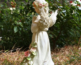 Garden Decor Angel Statue, Outdoor Patio Garden Sculptures With Solar Lights