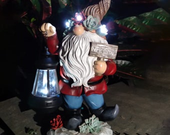 Gnome Garden Decoration with Solar Lights, Garden Sculpture Yard Statue