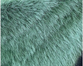 Green Faux Minky Fur,Faux Fur Fabric,Ultra Soft Fursuit Material,Fluffy Fur for Clothing Collar Coat,Winter Cuffs,Rug,Blanket,Shoes,Slippers