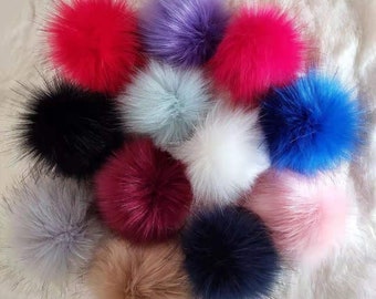 Large Faux Fur Pom Poms with Elastic Loop,Long Pile Faux Fur,Hat Topper,Fluffy Pom Pom for Hat Scarf Crochet Beanies,DIY Craft Supply-10pcs