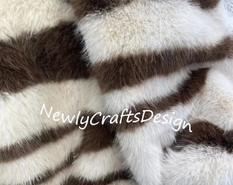 Zebra Print Faux Fur Fabric,Brown Tiger Fox Fake Fur for Halloween Costumes Down Jacket Winter Warmer Coat Collar,Fursuit Paws DIY Craft Fur