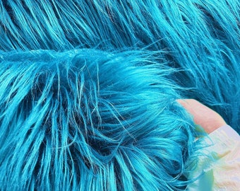 Turquoise Blue Faux Fur Fabric, Super Long Pile Shaggy Furs,Luxury Shag Craft Furs Cosplay Costumes Fur Fursuit Material,Newborn Photo Props
