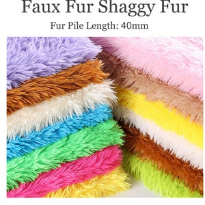 Long Pile Shaggy Faux Fur Fabric, Solid Fake Fur for Plush Toys Pet Bed Pet House,Earing DIY Craft Rugs Blanket Pillows Fur Bags Photo Props