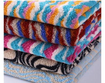 Colorful Sherpa Fleece, Multicolored Plush Lamb Wool Faux Fur for Halloween Cosplay Costumes Fursuit Material Fur Hats Bags Toys DIY Crafts