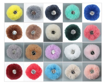 Rabbit Faux Fur Pom Pom,Fluffy Pompom Ball with Pines,Detachable Fur Pompoms for Hats Shoes Scarf Gloves Bag Keychain Charm Accessories,6pcs