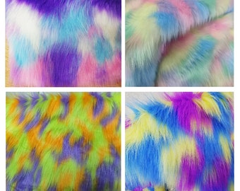 Purple Jacquard Long Pile Faux Fox Fur, Mixed Colors Fluffy Fur for DIY Craft,Headband,Boot Cuffs,Coat,Jacket,Slide Slipper,Shoes,Bag,Pompom