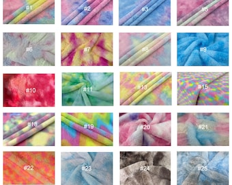 Rainbow Rabbit Fur, Tie Dye Faux Fur Fabric for Coat Collar Pet Beds Winter Boots Decoration Slide Slippers DIY Craft Supplies, Sold By Yard