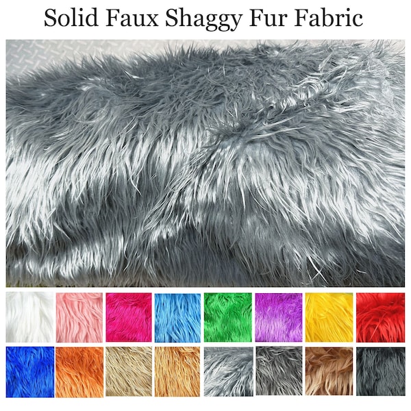 Solid Shaggy Faux Fur Fabric, Long Pile Fun Fur for Coats Costumes Scarf Rugs Props Fursuit Paws Cosplay Costumes Monster Hairs Plush Toys