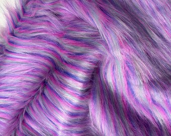 Long Pile Fur,Puple Striped Faux Fur Fabric,Luxury Shag Fur Fox Fur for Cosplay Fursuit Material Costumes Mohair Baby Photo Props DIY Crafts