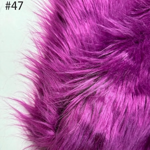 Solid Shaggy Faux Fur Fabric, Purple Luxury Long Pile Fur for Coats Costumes Scarf Monster Hair Rugs Throw Pillow Props Gnome Beards Apparel