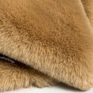 Pelliccia Di Coniglio Pelosa Marrone Cammello, Pelliccia Sintetica Ad Alta Densità Per Cappotti Polsini Della Giacca Sciarpa Sciarpa Giocattoli Di Peluche Per Realizzare Fascia Per Capelli Pompon Tappeti Coperta
