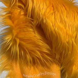 Extra Long Pile Shaggy Fur,Yellow Faux Fur Fabric,Fluffy Fur for Fursuit Monster Hair Cosplay Costume,Throw Pillow,DIY Craft Trim Photo Prop