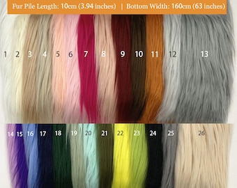 Solid Long Pile Shaggy Faux Fur Fabric for DIY Craft Supply Doll Mohair Hobby Scarf Costume Decoration Rug Pillow Photo Props Coats Apparel