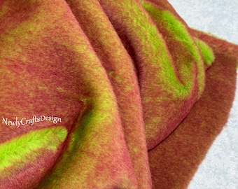 Bi-colored Fox Fake Fur, Realistic Faux Fur Fabric with Red Tips, Extra Soft Faux Animal Fur for Fursuit Clothing Accessories Costumes Scarf