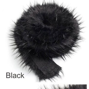Decorative Black Faux Fur Trim Ribbon,Fluffy Faux Raccoon Fur Fringe Stripe for Slide Slippers,Collar,Hood Replacement,Costumes Decoration