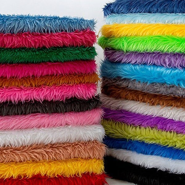 Faux Fur Fabric,Multicoloured Long Pile Shaggy Furs,Fun Fur for DIY Crafts,Costume,Rug,Blanket,Throws,Sewing Supplies,Pillow,Coat,Photo Prop