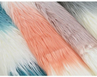 Rainbow Gradient Tie Dye Faux Fur,Long Pile Shaggy Faux Fur Fabric Cosplay Costume Material,Fursuit Tail,Newborn Photo Prop,Luxury Craft Fur