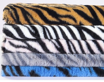Animal Pattern Rabbit Fake Fur,Super Soft Plush Zebra Print Faux Fur,Minky Blanket Fabric,Stuffed Toys Sewing Fabric,Fursuit Fur,Photo Props