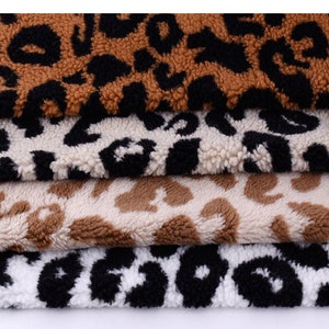 Animal Pattern Sherpa Fleece,Leopard Print Plush Lamb Wool Faux Fur for DIY Crafts,Costumes,Fursuit Paws,Sewing Supplies,Pompoms,Photo Props