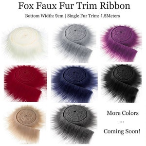 Puede incluir: Un rollo de cinta de ribete de piel sintética roja. La cinta tiene 9 cm de ancho y 1,5 metros de largo. El texto "Bottom Width: 9cm | Single Fur Trim: 1.5Meters" es visible en la parte superior de la imagen. El texto "9cm" es visible en el lado derecho de la imagen. El texto "Bottom Width: 9cm" es visible debajo del texto "9cm". El texto "Singale Fur Trim Length: 1.5Meters" es visible debajo del texto "Bottom Width: 9cm".