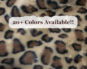 Black Brown Camel Leopard Print Short Pile Faux Fur Fabric,Ultra Soft Minky Rabbit Fur for Fursuit Paws Cosplay Costume,Photo Prop,DIY Craft