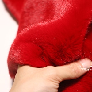 Red Faux Fur Fabric,High Density Rabbit Fur,Fun Fur for Winter Coat Collar Warmer Costumes Headband Fur Bag Hat Scarf Gloves Boots Christmas