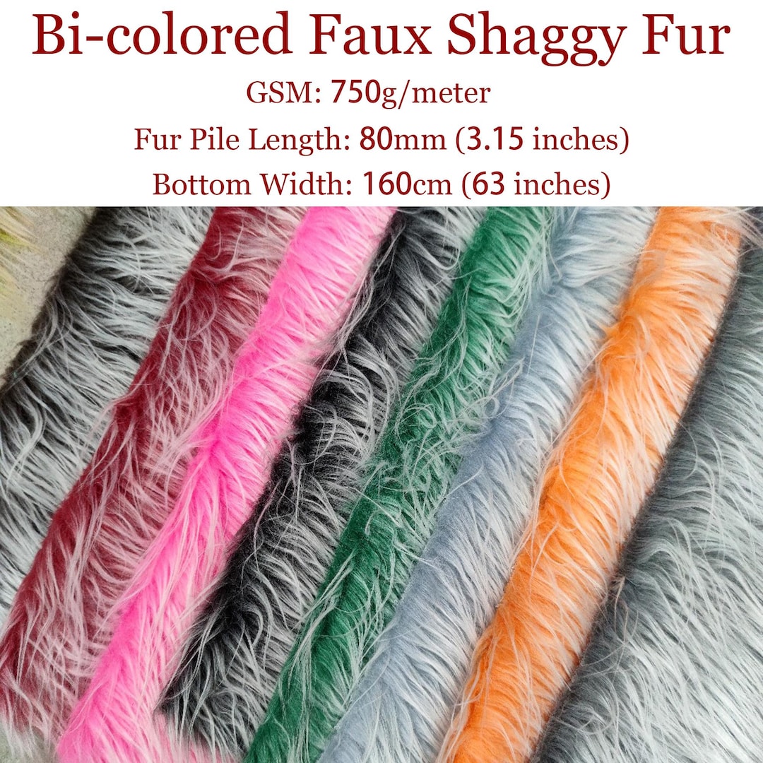 Bi-colored Shaggy Fur With White Tips, Long Pile Faux Fur Material for ...