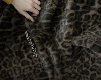 Leopard Print Faux Fur, Punk Style Gothic Animal Print Leopard Cheetah Panther Fabric for Fursuit Costumes Cosplay Coat Jacket Bags Cushion
