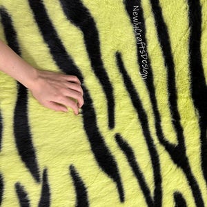 Green Black Zebra Print Fabric,Animal Skin Print Faux Fur Fabric for Fashion Fursuit Costume Cosplay Party Coat Collar Fur Bags Hat Blankets