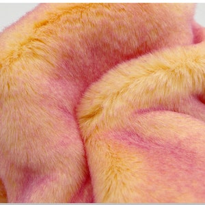 Bi-Colored Faux Fox Fur with Pink Tips,Orange Fuzzy Faux Fur Fabric for Down Jacket,Hoodie,Scarf,Winter Warmer,Collar,Boot Cuffs,Pompoms,Toy