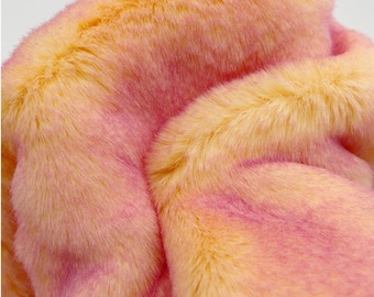 Bi-Colored Faux Fox Fur with Pink Tips,Orange Fuzzy Faux Fur Fabric for Down Jacket,Hoodie,Scarf,Winter Warmer,Collar,Boot Cuffs,Pompoms,Toy