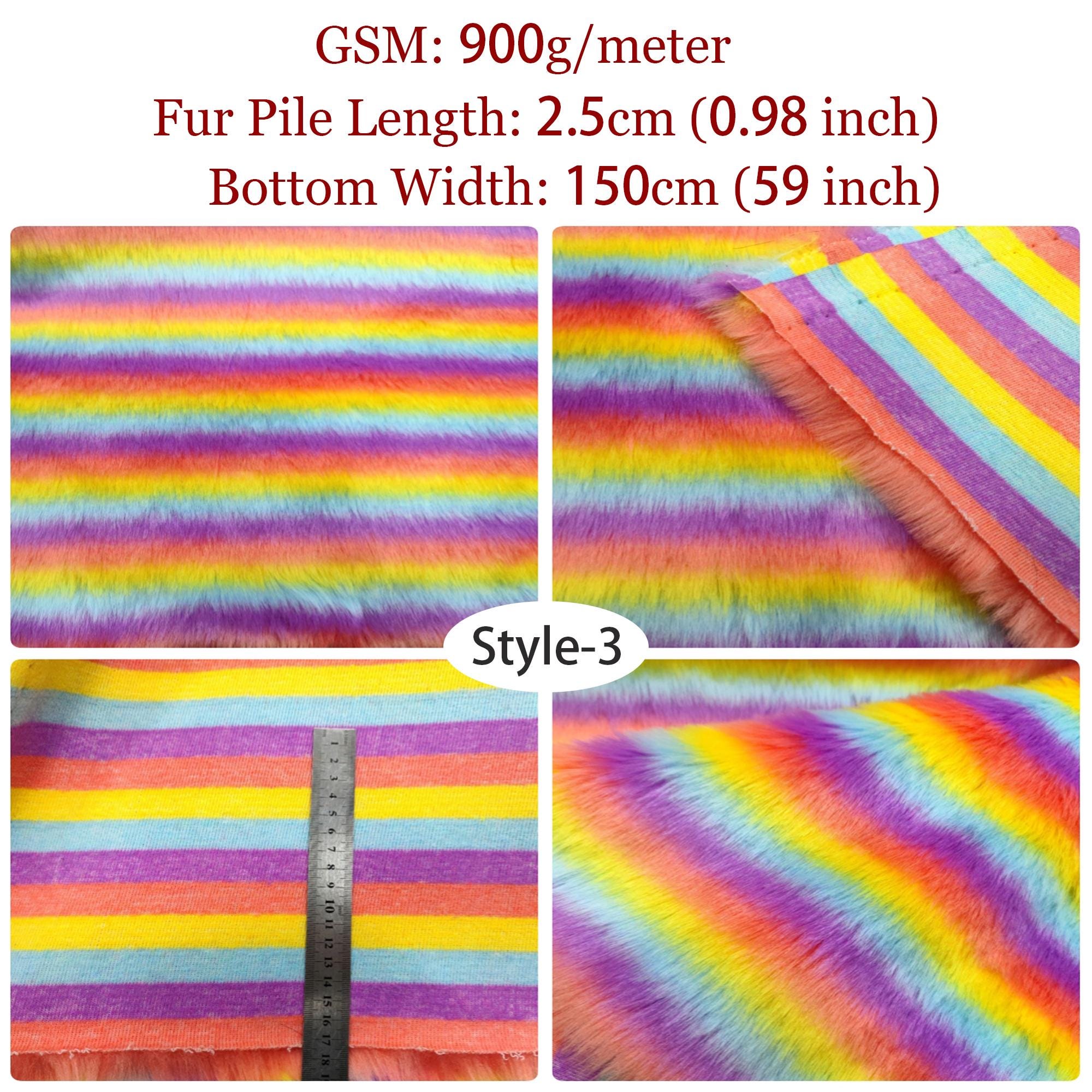 Neon Rainbow Stripe Faux Fur Fabric,pastel Rainbow Shaggy Fur