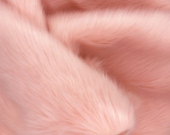 Peachy Pink Long Pile Faux Fox Fur,High Density Fluffy Fur for DIY Craft,Headband,Boot Cuffs,Coat,Jacket,Slide Slippers,Shoes,Fur Bag,Pompom