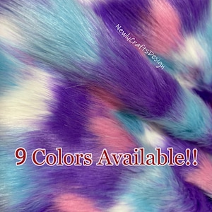 Multi-Color Faux Fur Fabric,Luxury Shag Soft Furry Fabric,DIY Rainbow Fur Coat Costume Scarf Rug Prop,Short Pile Craft Fur Multi Color Tones