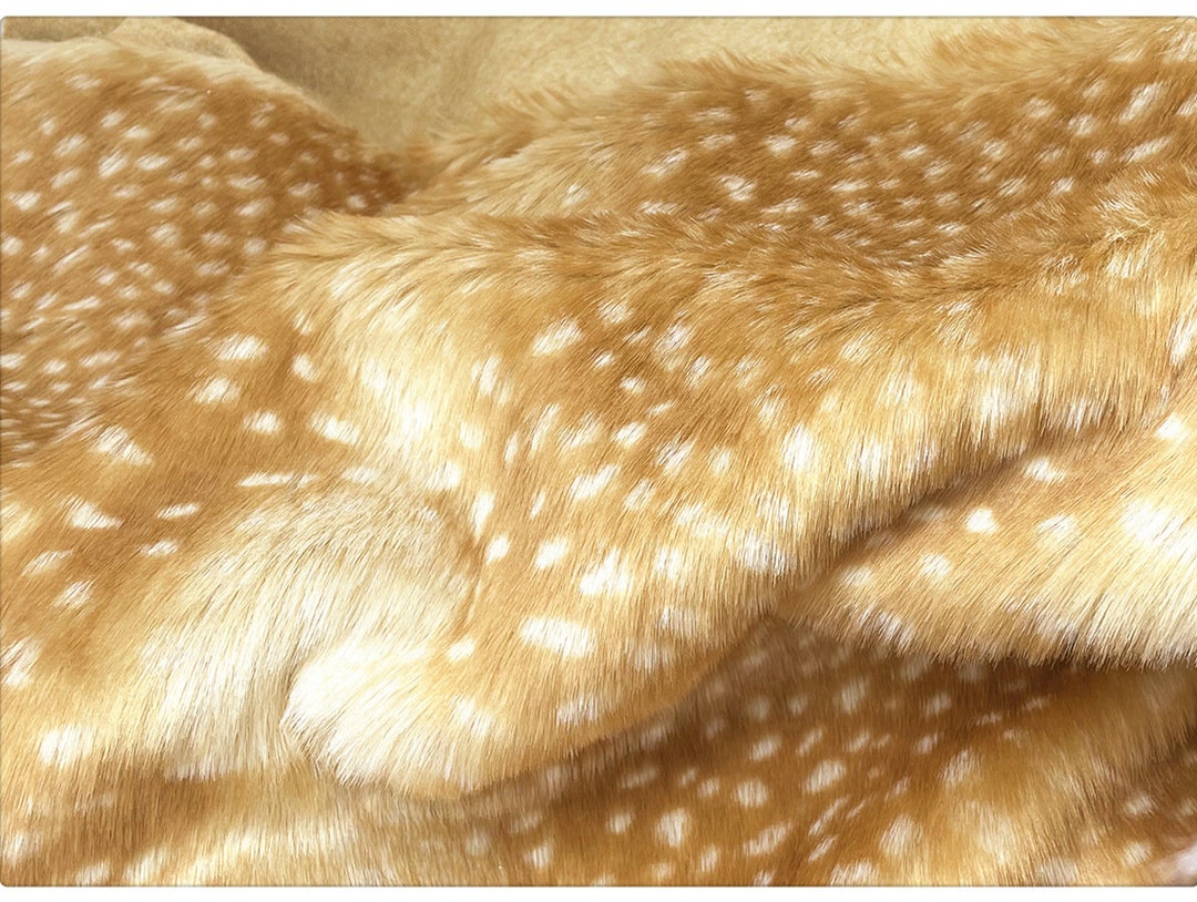 Spotted Deer Fleece Fabric,reindeer Printed Long Pile Plush Faux Fur for DIY Crafts,pet Costumes
