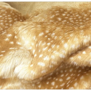Spotted Deer Fleece Fabric,Reindeer Printed Long Pile Plush Faux Fur for DIY Crafts,Pet Costumes,Fursuit Paws,Sewing Supplies,Toys,Christmas