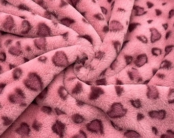 Pink Heart Soft Faux Fur Fabric,Cute Heart Print Faux Fur for Neck Warmer Scarf Winter Coat Down Jacket Fursuit Costumes Toys Slide Slippers