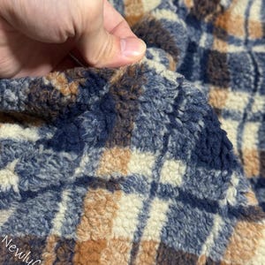 Checked Sherpa Fabric, Double-Sided Plaid Fleece Fabric, Thick Lamb Wool Fabric, Winter Fabric for Coat Jacket Thermal Lining, Doll Costumes, Teddy Bear, Blanket, Plush Toys, Photo Props, Scottish Style Faux Fur Fabric,Luxury High Quality Fur,Fursuit
