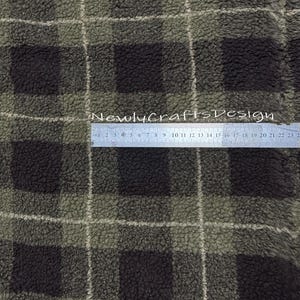 Checked Sherpa Fabric, Plaid Sherpa Fabric, Soft and Cuddly Jacket Fabric, Plush Shoe and Hat Fabric, Winter Fabric, Cushion Fabric, Soft Fabric, DIY Fabric, Fabric by the 1/2 Yard or Yard, 100% Polyester Plaid Sherpa Fleece Fabric for Winter Coat, Down Jacket, Throw Blanket, Fur Hats, Fur Bags, Scarf, Pompoms