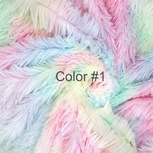 Rainbow Minky Fur Fabric Furry Shaggy Faux Craft Fur,Upholstery Soft Cosplay Costume Fur Stripes Winter Boots Decoration Snuggle Accessories