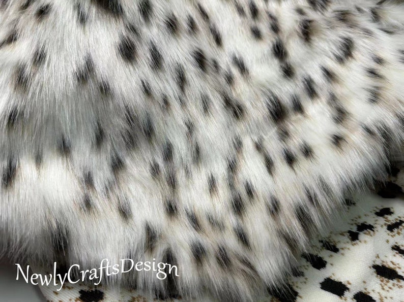 Leopard Faux Fur, Animal Print Long Pile Fabric, Fluffy Spot Print ...