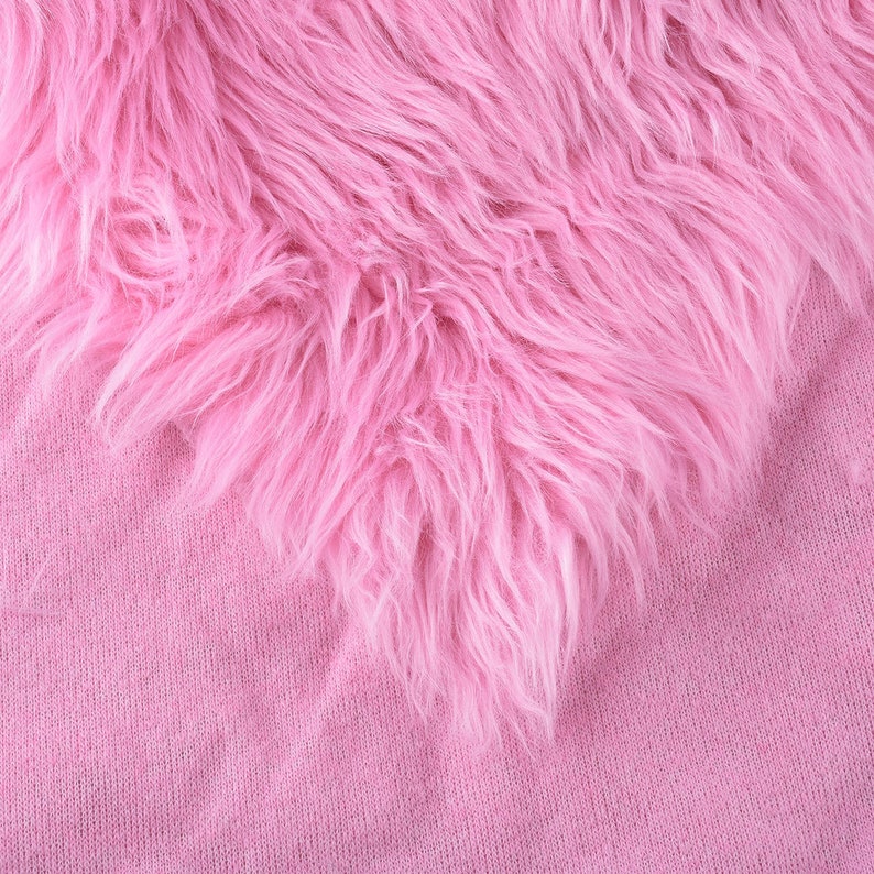 Polar Bear Shaggy Faux Fur Fabric / Pink / Sold By The Yard main image 0